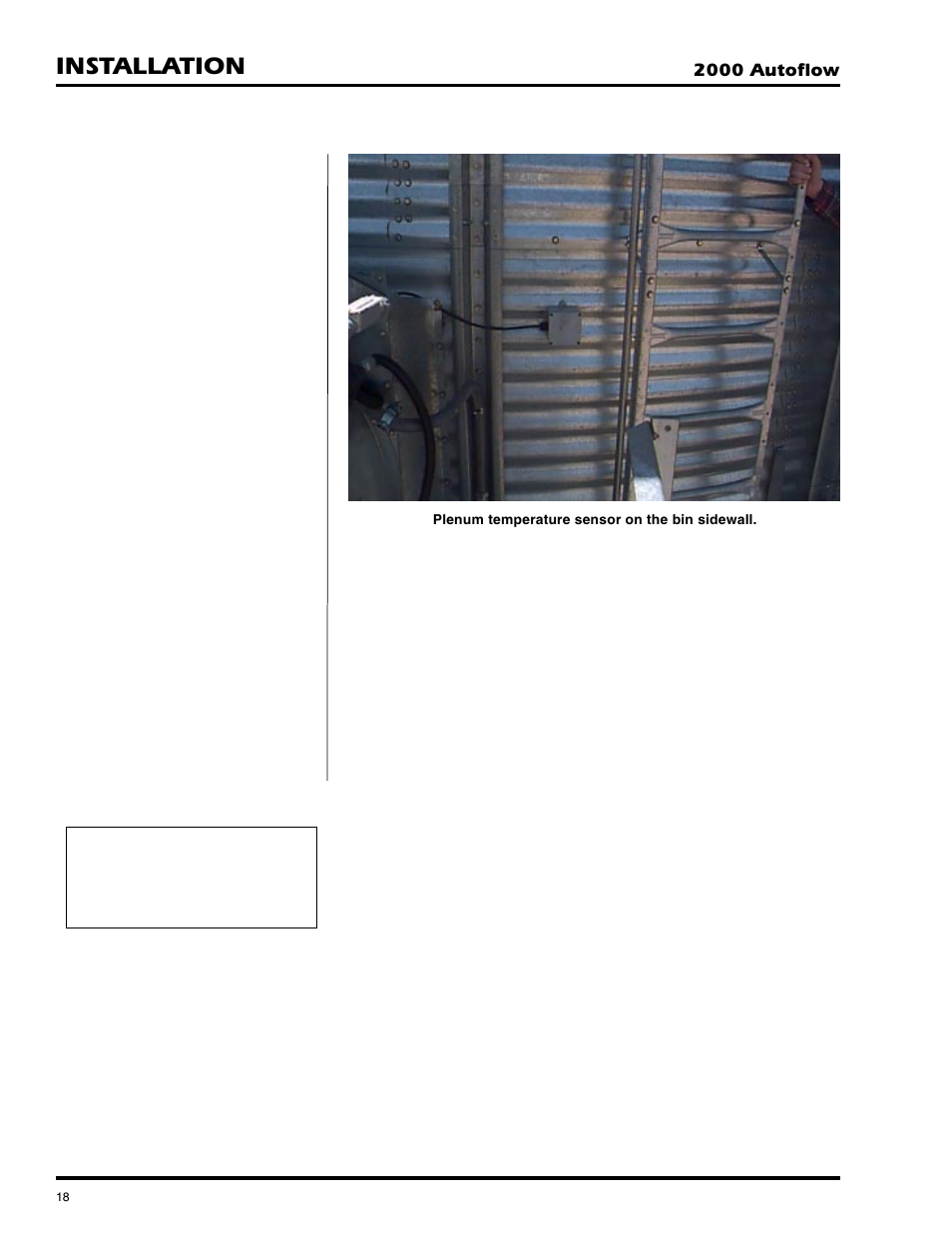 Installation, Plenum temperature sensor | Grain Systems PNEG-673 User Manual | Page 18 / 57