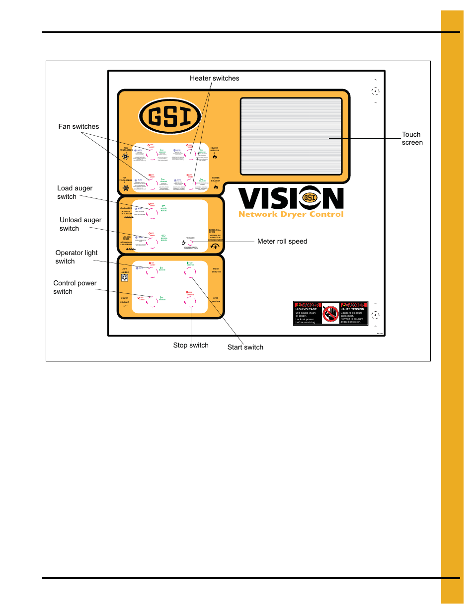 Vision control panel, Chapter 5 vision control panel, Vision control panel layout | Control power switch, Fan switch, Figure 5a, Les ventilateurs fonctionnent continuellement) | Grain Systems PNEG-1717 User Manual | Page 29 / 88