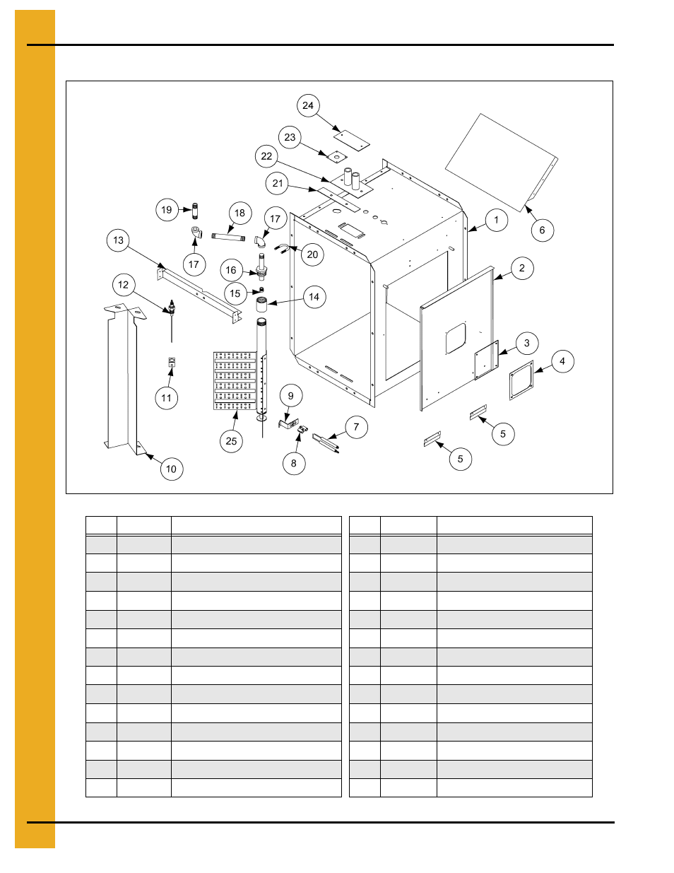 40 hp dw high-temperature heater parts, Parts list | Grain Systems PNEG-823 User Manual | Page 36 / 42