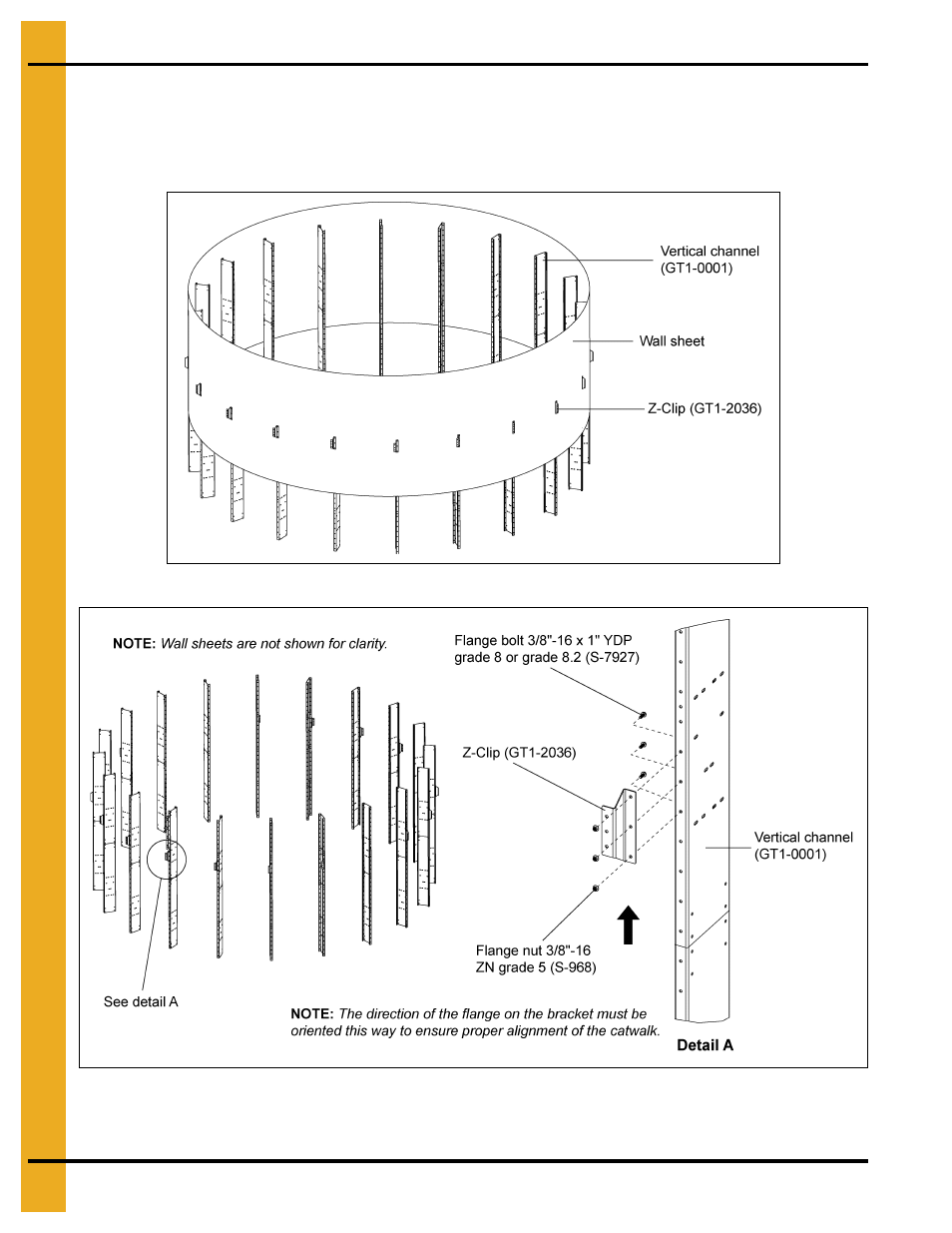 30' outside catwalk installation instructions, Installing z-clips (gt1-2036) | Grain Systems PNEG-1876 User Manual | Page 10 / 80