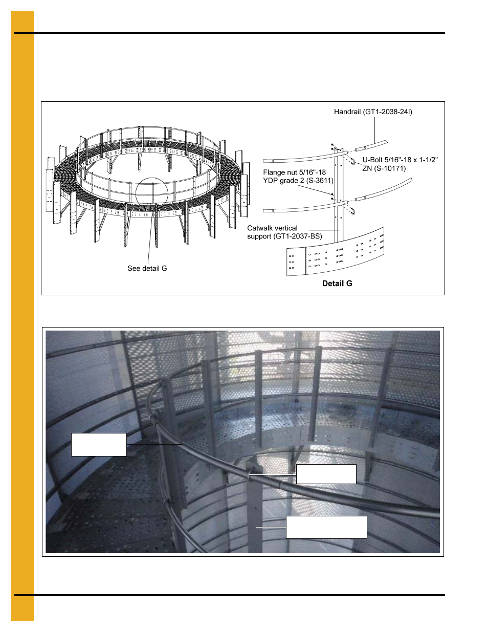 Installing handrail (gt1-2038-12i), 30' inside catwalk installation instructions | Grain Systems PNEG-1876 User Manual | Page 38 / 80