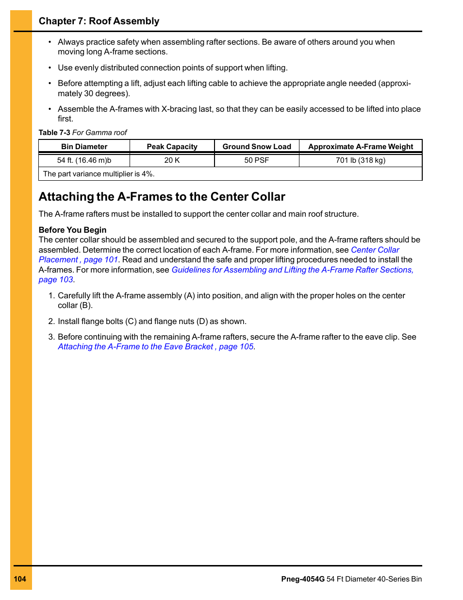 Attaching the a-frames to the center collar | Grain Systems Tanks PNEG-4054G User Manual | Page 104 / 168