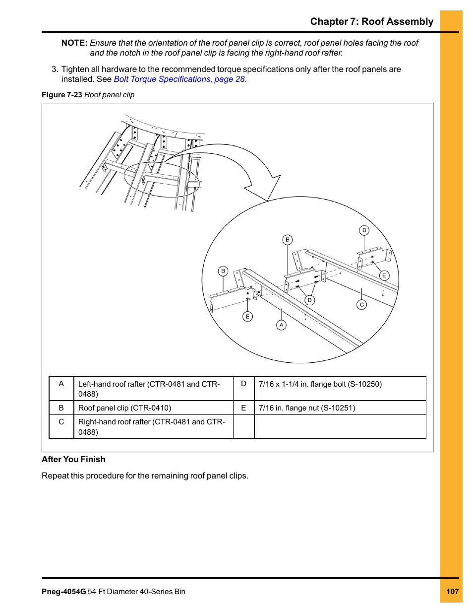 Chapter 7: roof assembly | Grain Systems Tanks PNEG-4054G User Manual | Page 107 / 168