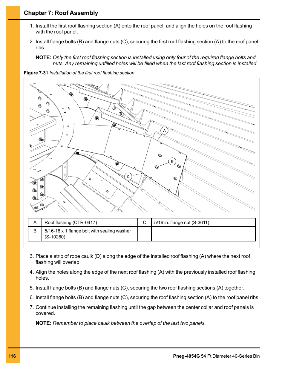 Chapter 7: roof assembly | Grain Systems Tanks PNEG-4054G User Manual | Page 116 / 168