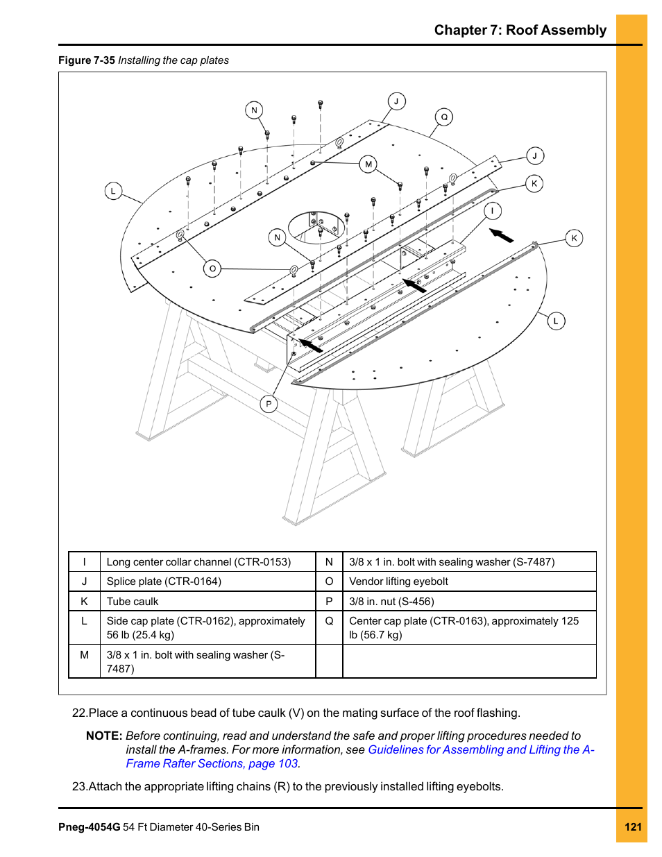 Chapter 7: roof assembly | Grain Systems Tanks PNEG-4054G User Manual | Page 121 / 168