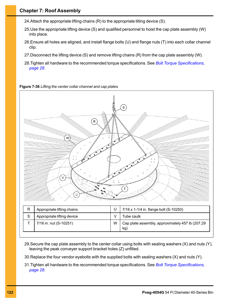 Chapter 7: roof assembly | Grain Systems Tanks PNEG-4054G User Manual | Page 122 / 168