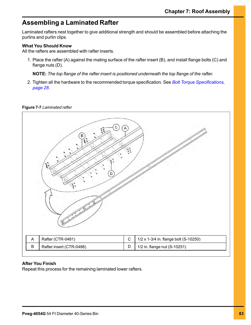 Assembling a laminated rafter, Chapter 7: roof assembly | Grain Systems Tanks PNEG-4054G User Manual | Page 83 / 168