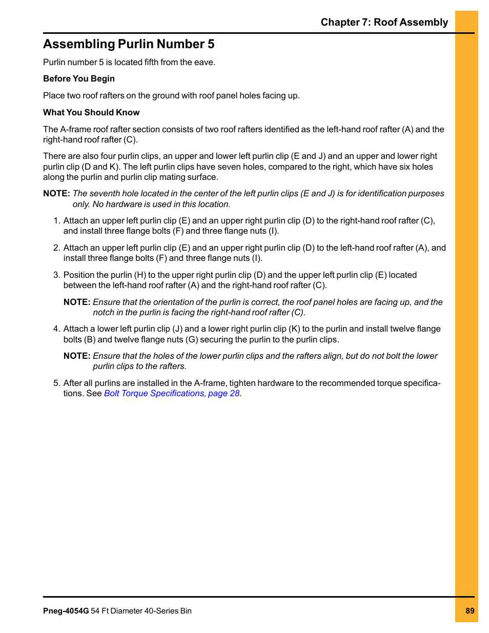 Assembling purlin number 5 | Grain Systems Tanks PNEG-4054G User Manual | Page 89 / 168