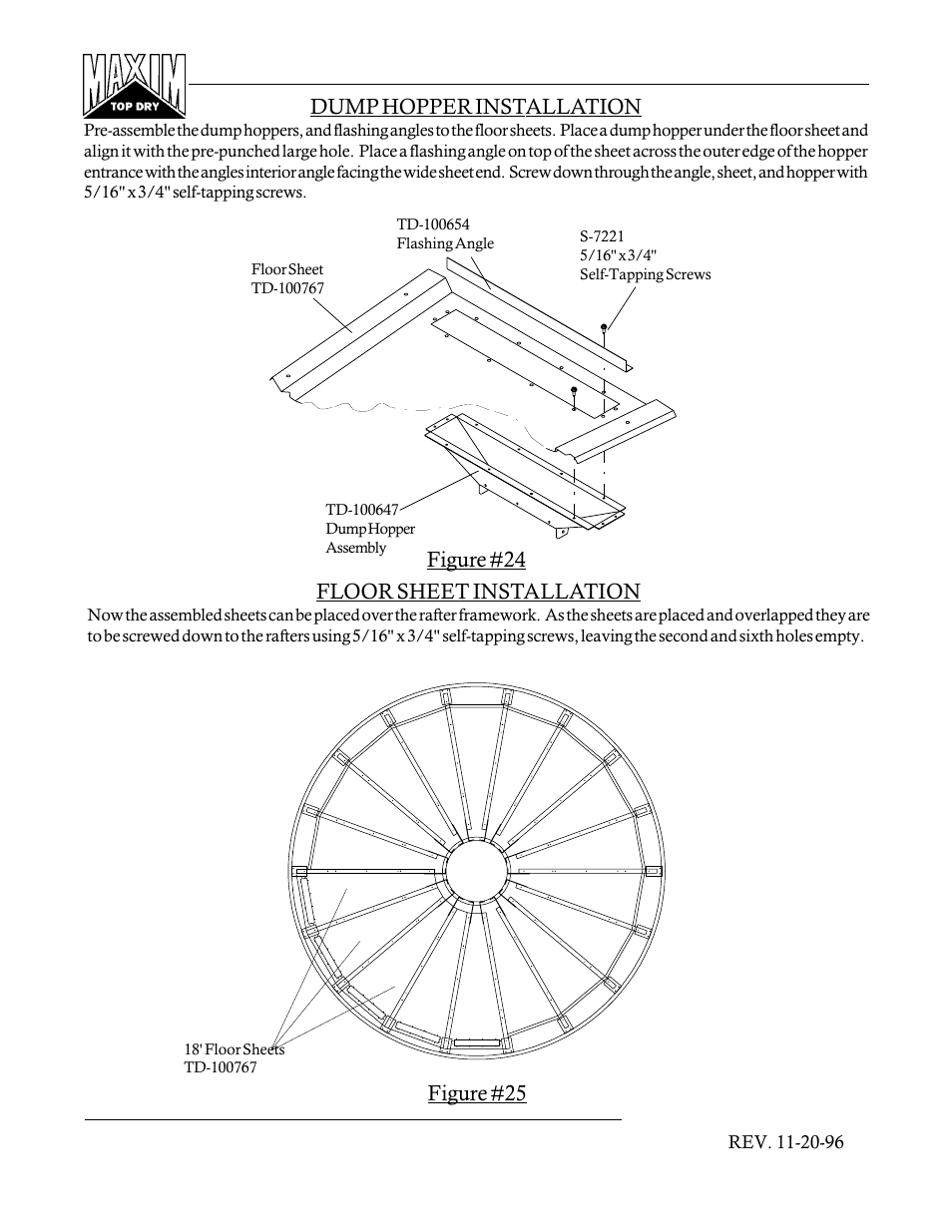 Dump hopper installation, Figure #24 floor sheet installation, Figure #25 | Grain Systems PNEG-366 User Manual | Page 23 / 51