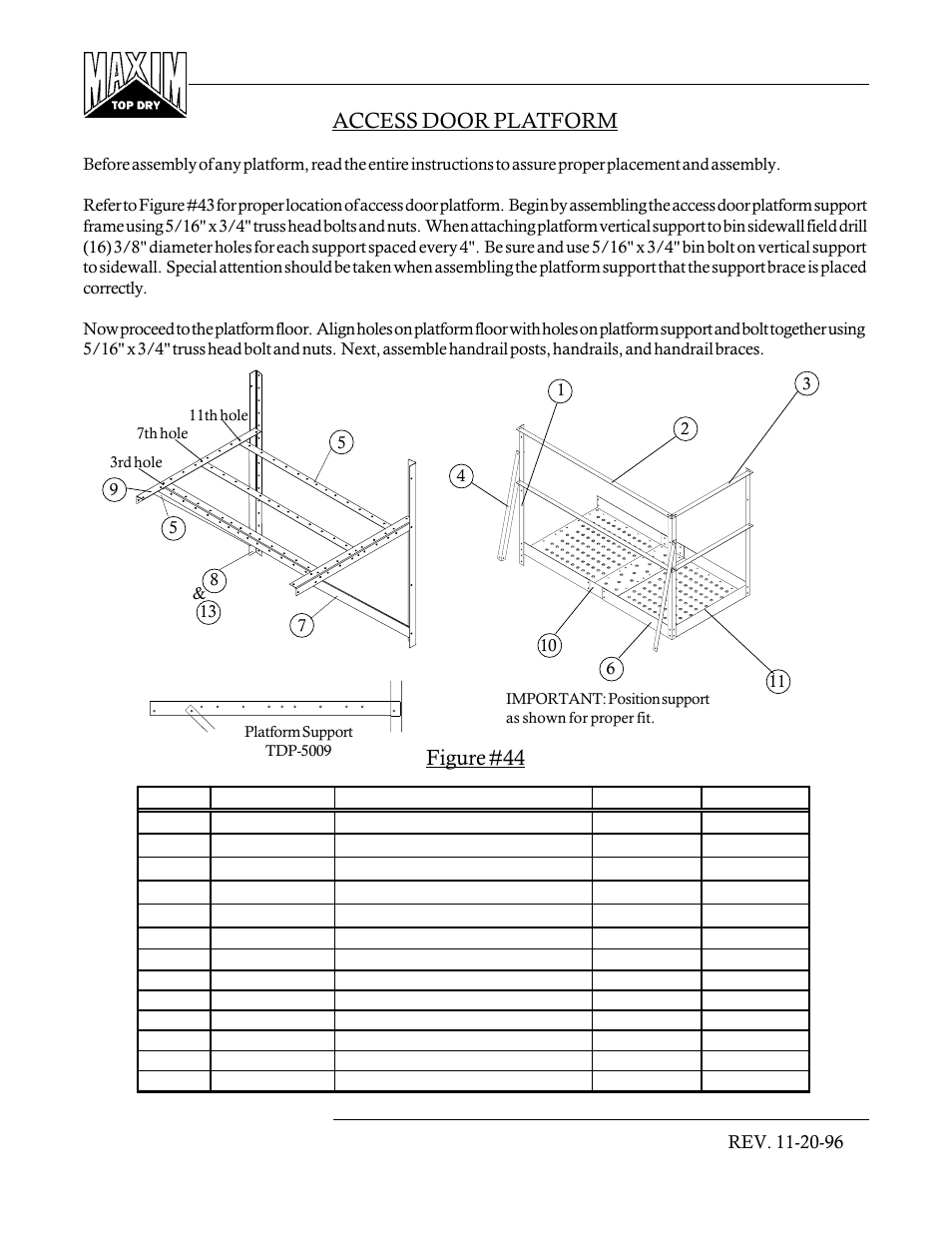 Access door platform, Figure #44 | Grain Systems PNEG-366 User Manual | Page 36 / 51