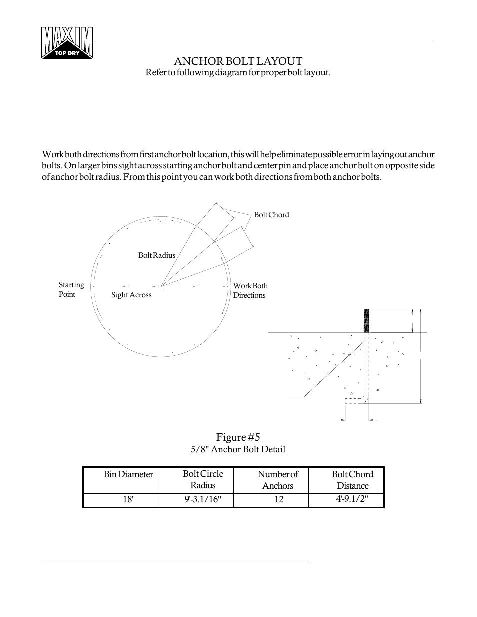Figure #5, Anchor bolt layout | Grain Systems PNEG-366 User Manual | Page 5 / 51