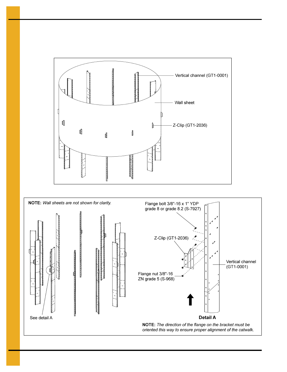 18' outside catwalk installation instructions, Installing z-clips (gt1-2036) | Grain Systems PNEG-1874 User Manual | Page 10 / 78