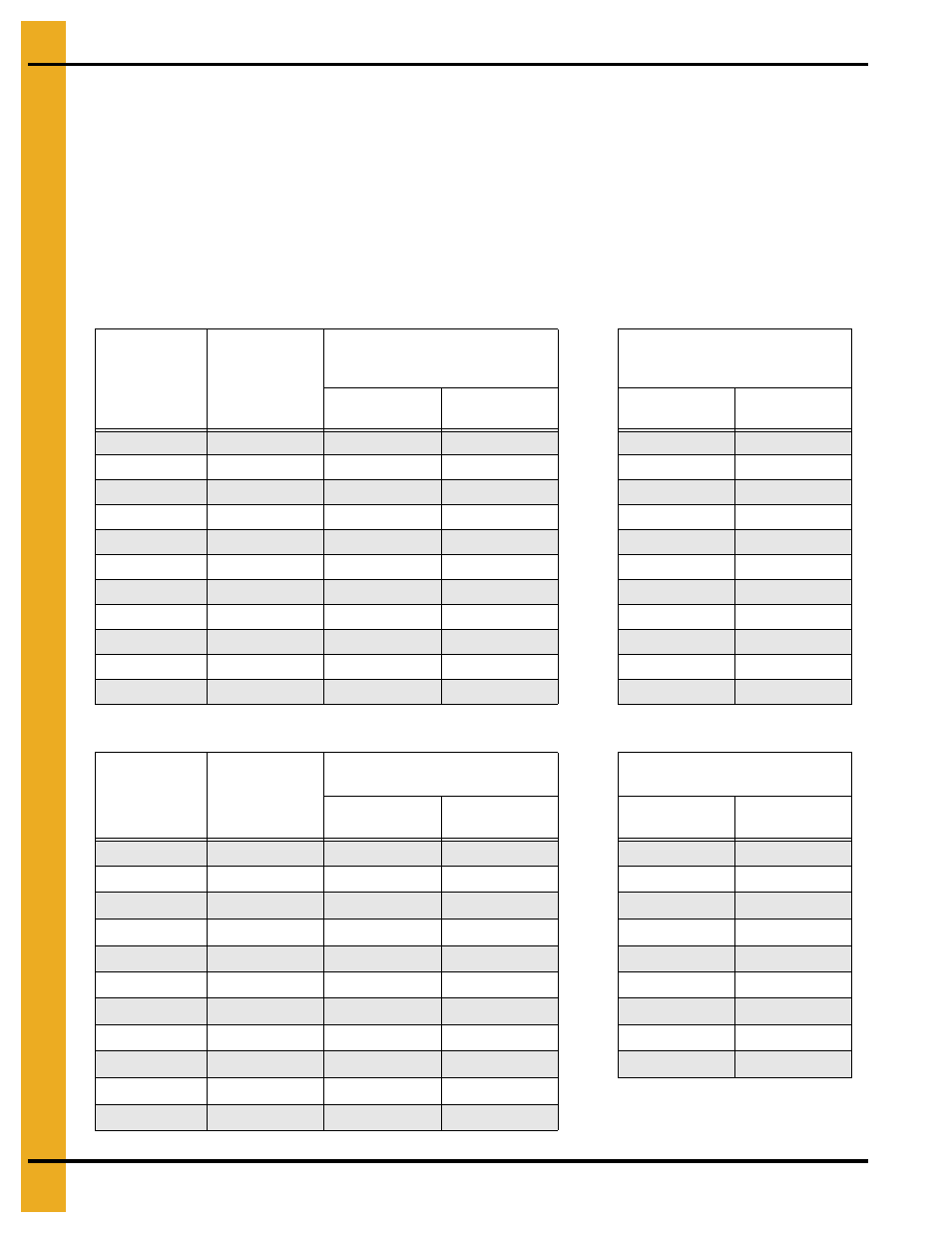 Frost free pad unstiffened 4.00" farm bin, Outside bin hold-down charts (4.00" corrugation) | Grain Systems Bin Accessories PNEG-318 User Manual | Page 36 / 180