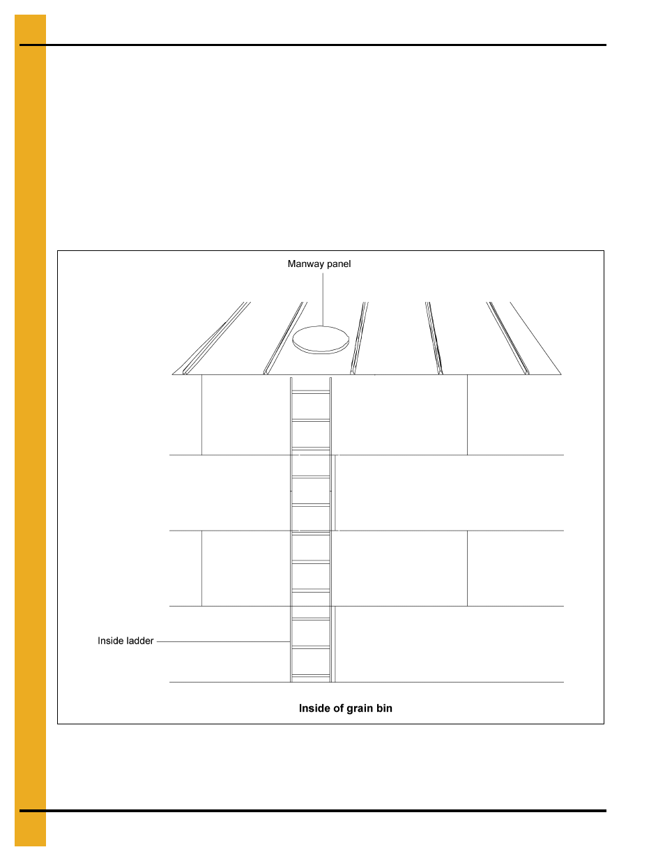 Inside ladder installation, Chapter 4 inside ladder installation, 66" corrugated farm bin | Inside ladder installation (without stir-ator) | Grain Systems Bin Accessories PNEG-1802 User Manual | Page 12 / 50