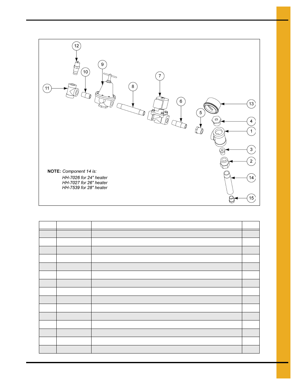 24", 26" and 28" lp pipe train assembly, Parts list | Grain Systems PNEG-012 User Manual | Page 37 / 46