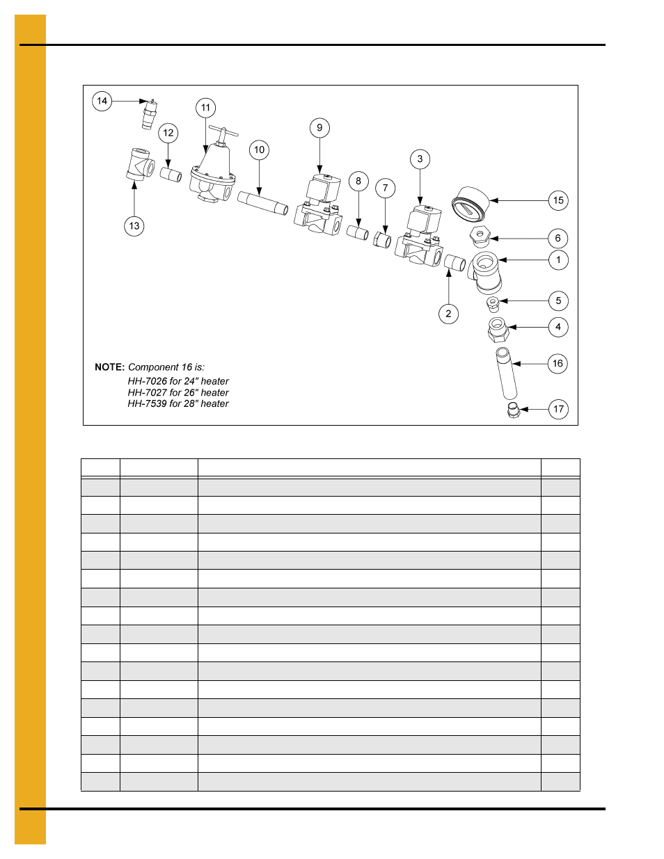 24", 26" and 28" lp high-low pipe train assembly, Parts list | Grain Systems PNEG-012 User Manual | Page 38 / 46