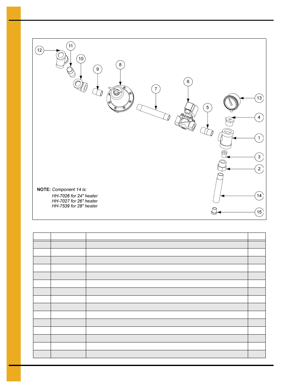 24", 26" and 28" vapor/ng pipe train assembly, Parts list | Grain Systems PNEG-012 User Manual | Page 40 / 46