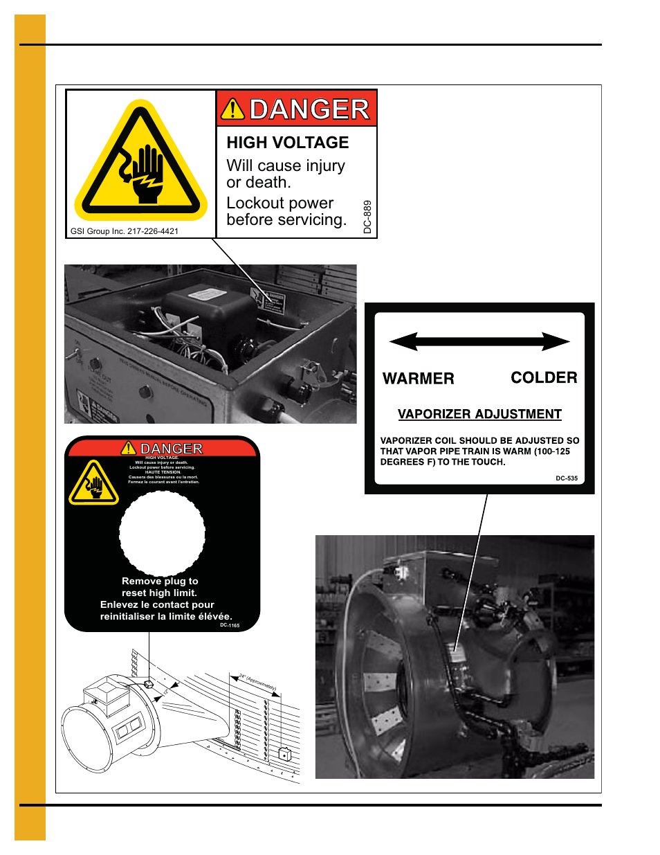 Control box decals, Danger, Safety decals | Grain Systems PNEG-012 User Manual | Page 8 / 46