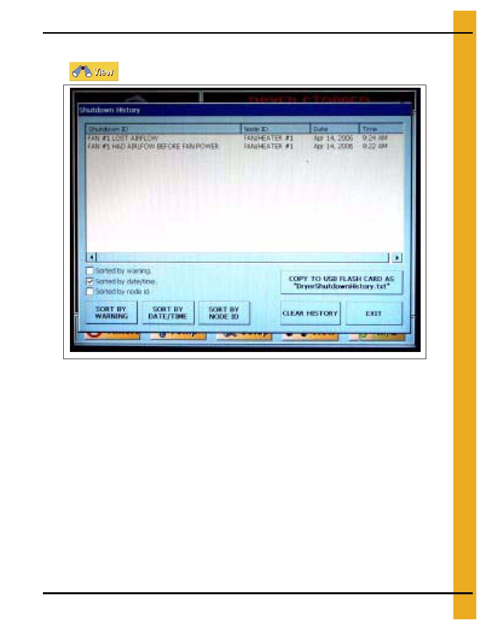 Viewing the dryer shut down history | Grain Systems PNEG-1797 User Manual | Page 41 / 86