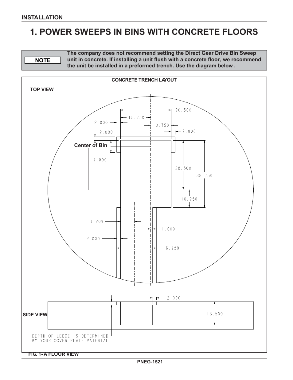 Power sweeps in bins with concrete floors | Grain Systems Unload Augers PNEG-1521 User Manual | Page 12 / 64