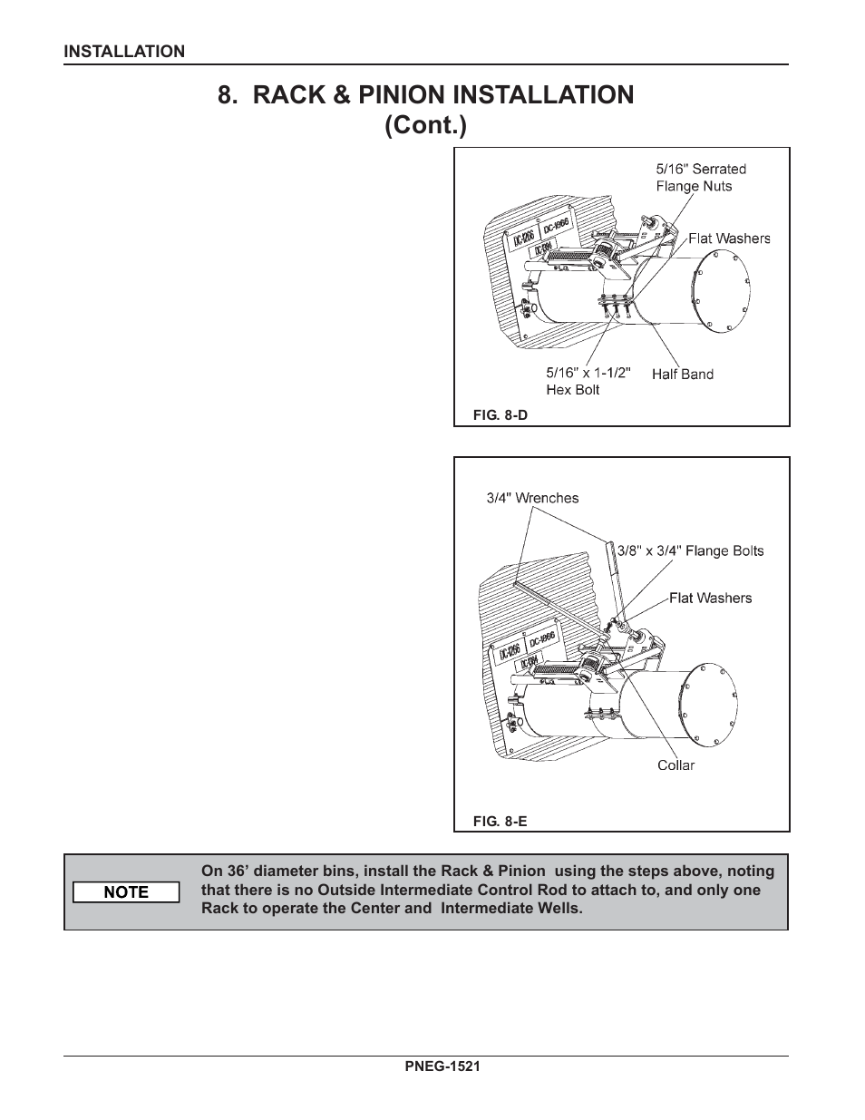Rack & pinion installation (cont.) | Grain Systems Unload Augers PNEG-1521 User Manual | Page 22 / 64