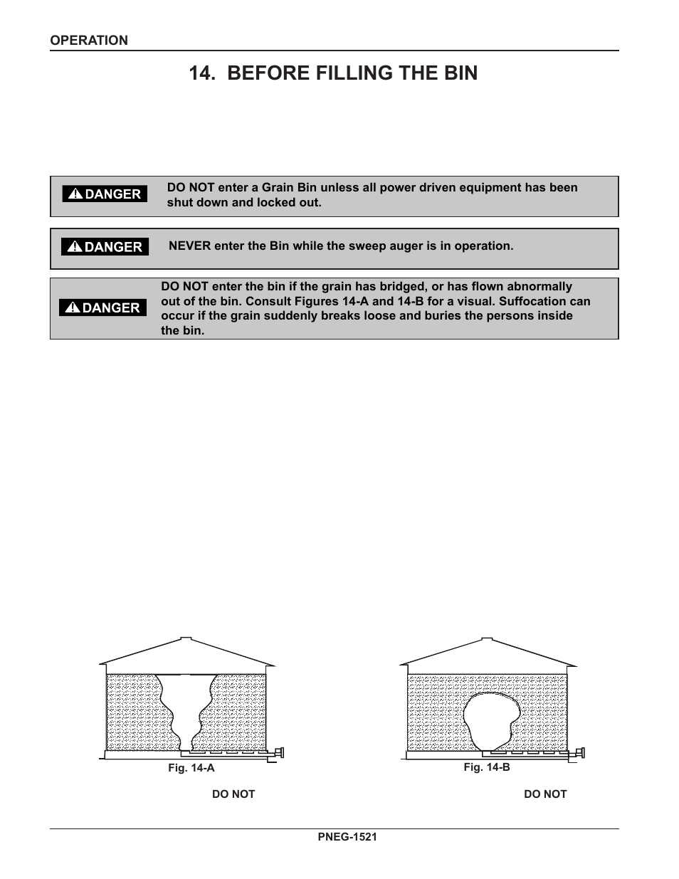 Before filling the bin | Grain Systems Unload Augers PNEG-1521 User Manual | Page 36 / 64