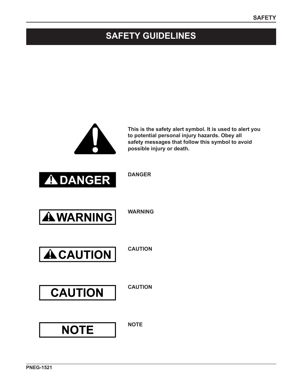 Safety guidelines | Grain Systems Unload Augers PNEG-1521 User Manual | Page 5 / 64