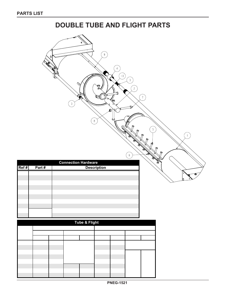 Double tube and flight parts | Grain Systems Unload Augers PNEG-1521 User Manual | Page 54 / 64