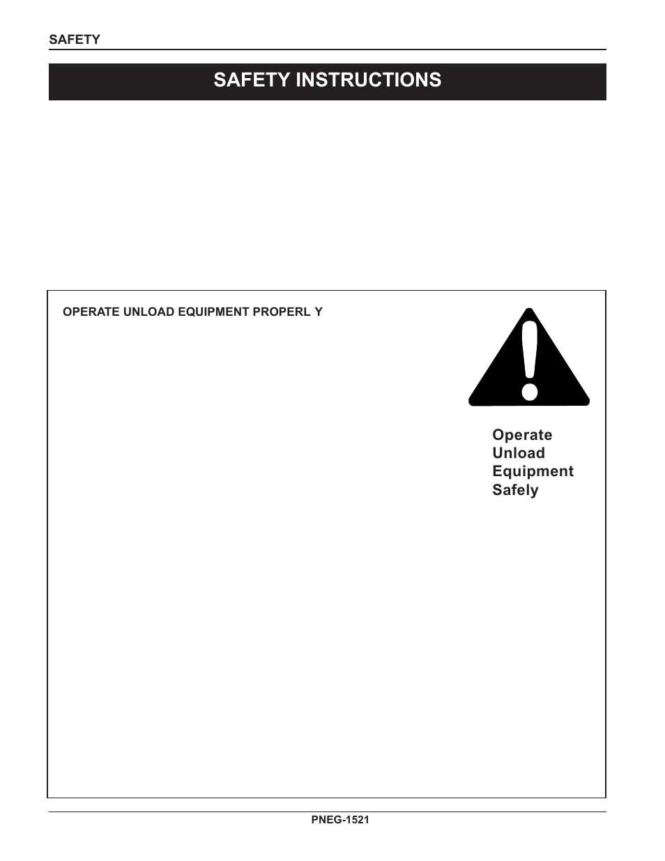 Safety instructions | Grain Systems Unload Augers PNEG-1521 User Manual | Page 6 / 64