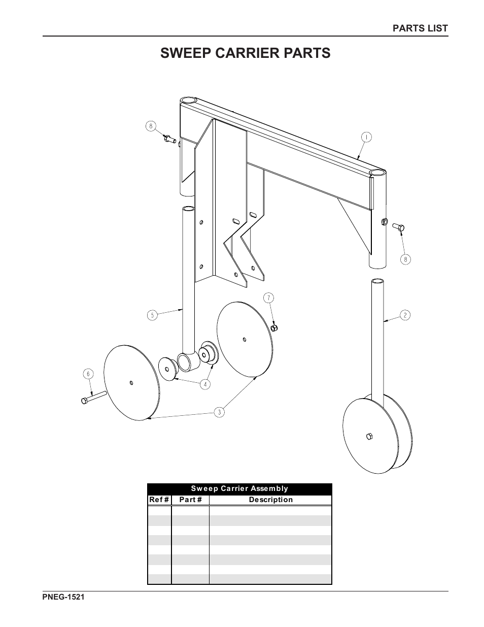 Sweep carrier parts | Grain Systems Unload Augers PNEG-1521 User Manual | Page 61 / 64