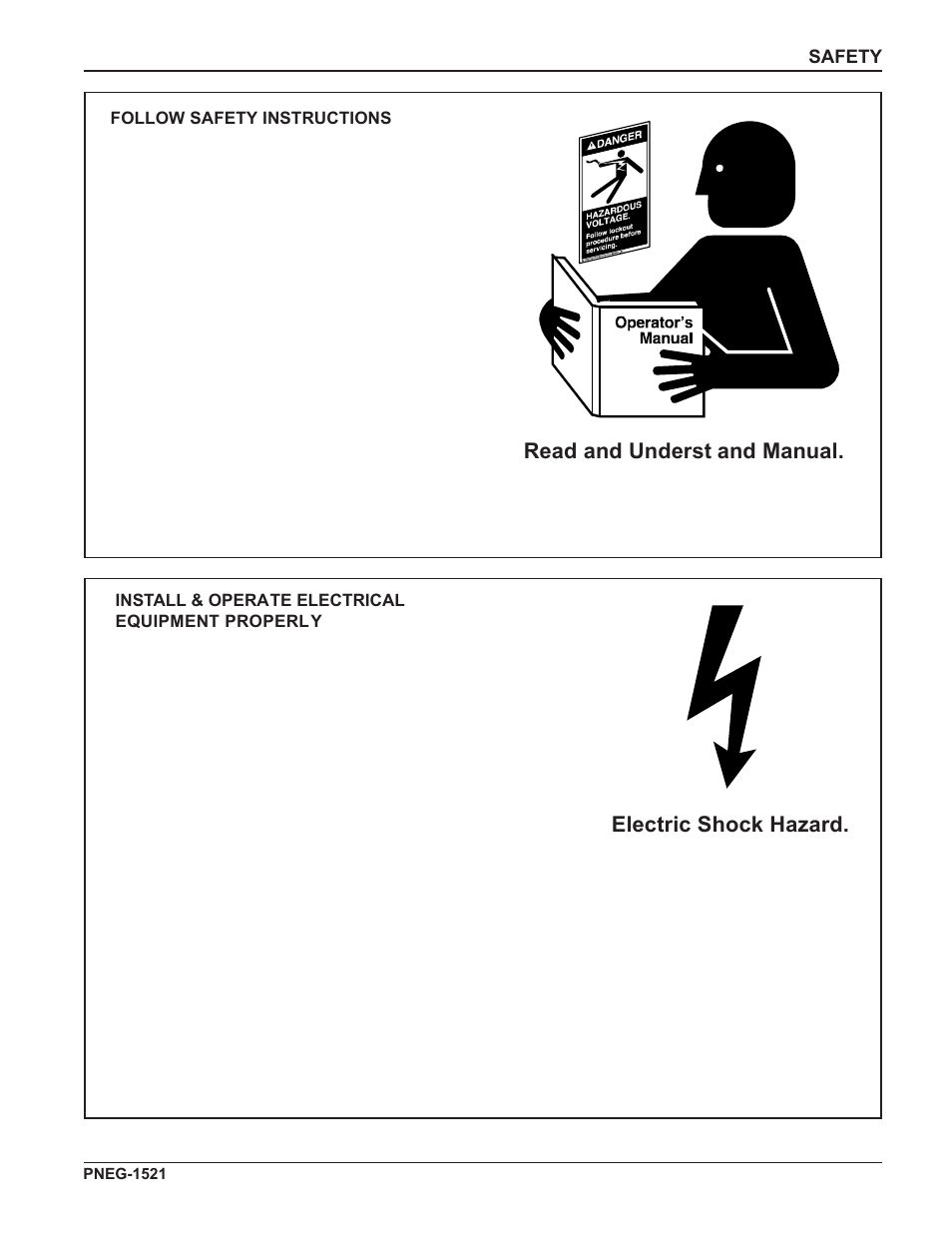 Read and underst and manual, Electric shock hazard | Grain Systems Unload Augers PNEG-1521 User Manual | Page 7 / 64