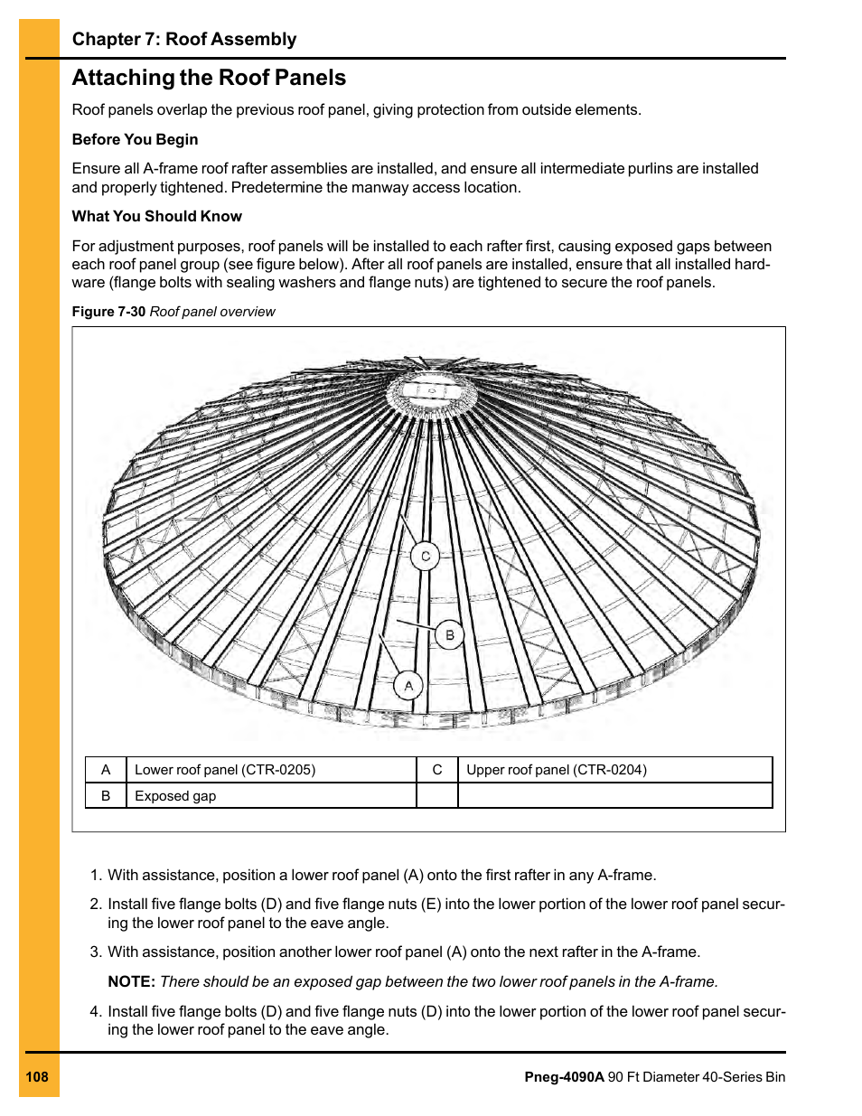 Attaching the roof panels | Grain Systems Tanks PNEG-4090A User Manual | Page 108 / 166