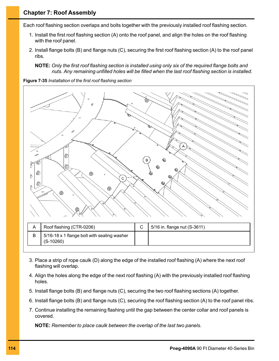 Chapter 7: roof assembly | Grain Systems Tanks PNEG-4090A User Manual | Page 114 / 166