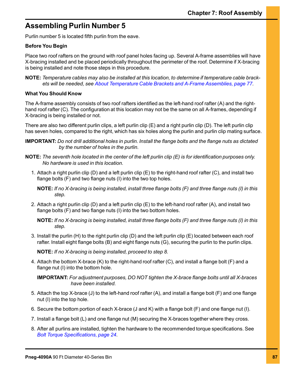 Assembling purlin number 5 | Grain Systems Tanks PNEG-4090A User Manual | Page 87 / 166