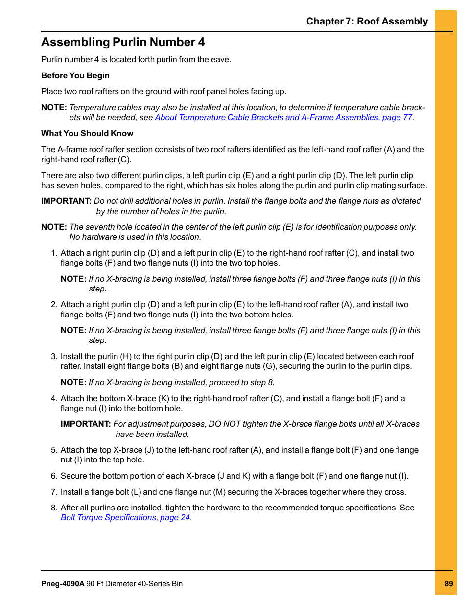 Assembling purlin number 4 | Grain Systems Tanks PNEG-4090A User Manual | Page 89 / 166