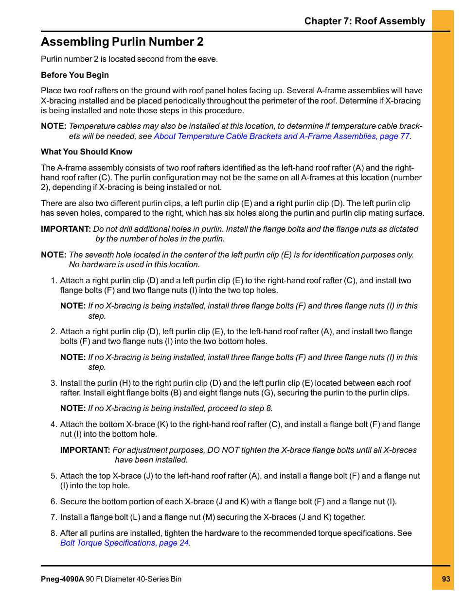 Assembling purlin number 2, Assem | Grain Systems Tanks PNEG-4090A User Manual | Page 93 / 166