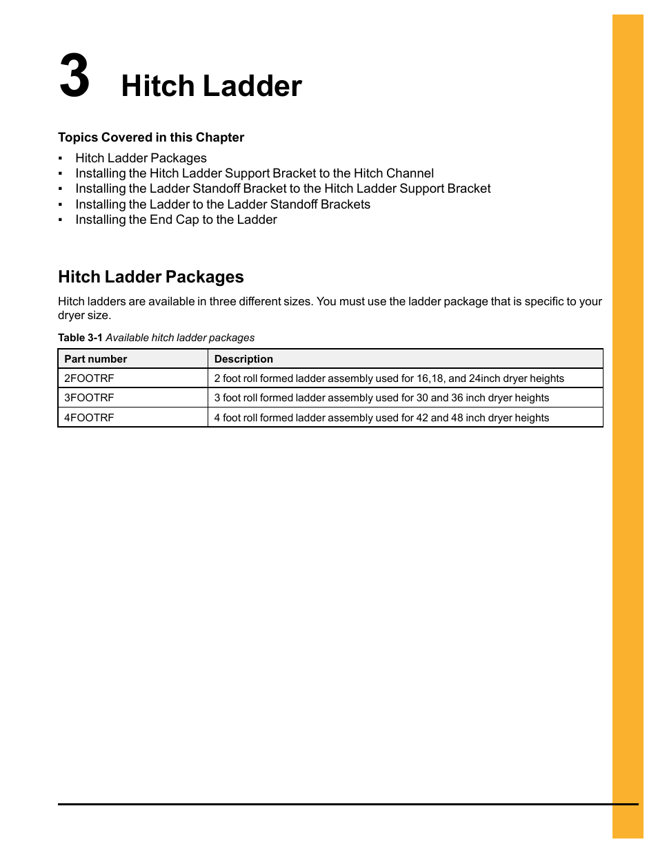 Chapter 3 hitch ladder, Hitch ladder packages, Chapter 3 | Hitch ladder hitch ladder packages, Hitch ladder | Grain Systems PNEG-546 User Manual | Page 15 / 26