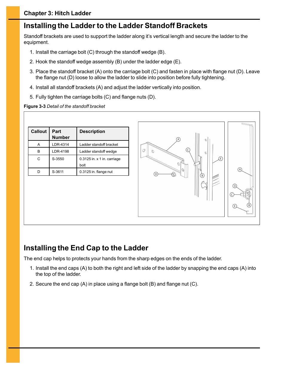 Installing the end cap to the ladder, Chapter 3: hitch ladder | Grain Systems PNEG-546 User Manual | Page 18 / 26