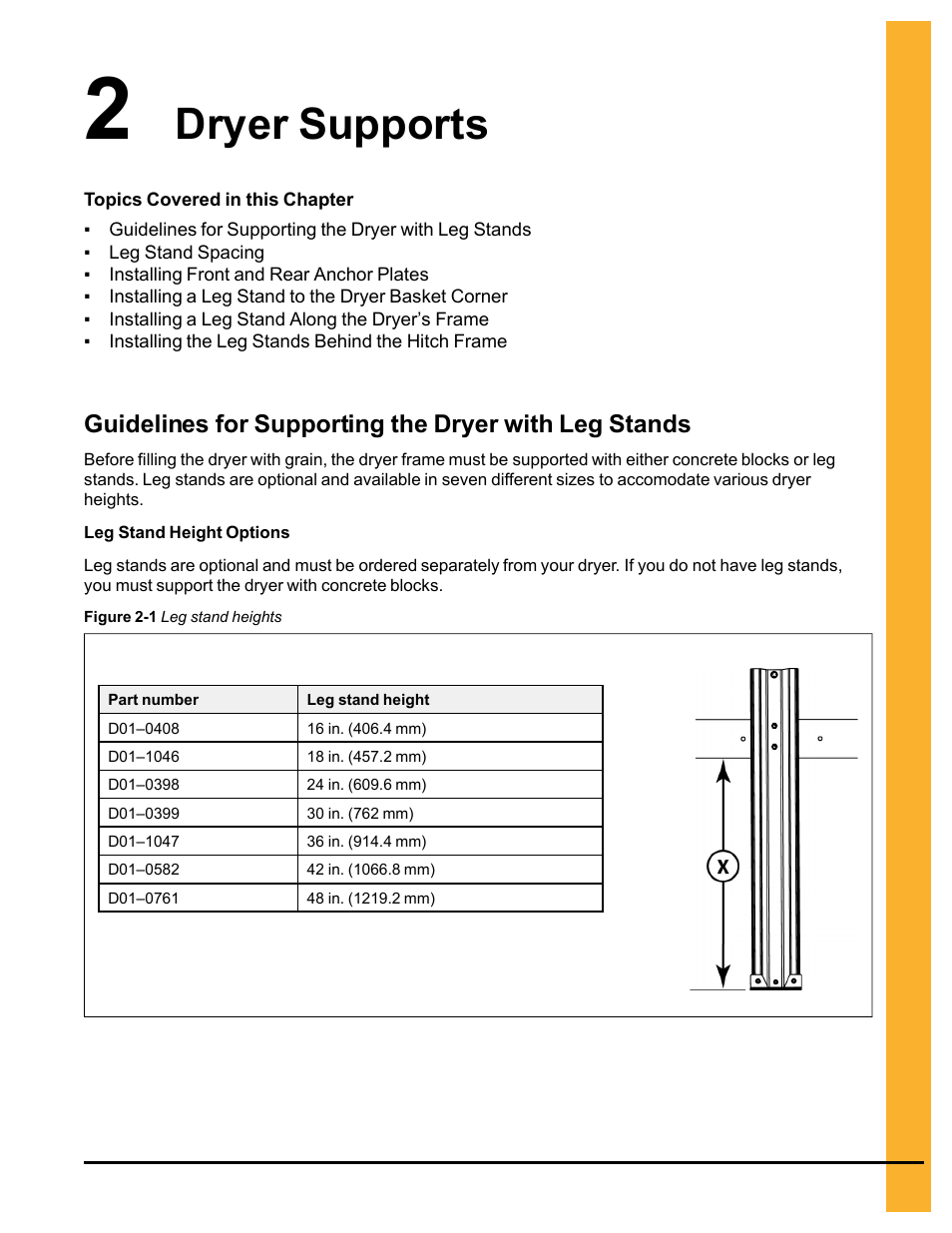 Chapter 2 dryer supports, Chapter 2, Dryer supports | Grain Systems PNEG-546 User Manual | Page 9 / 26