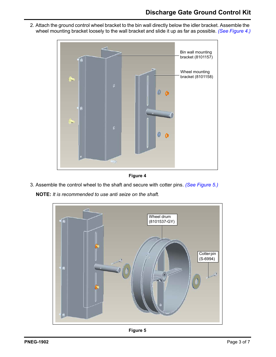 Discharge gate ground control kit | Grain Systems Bucket Elevtors, Conveyors, Series II Sweeps PNEG-1902 User Manual | Page 3 / 7