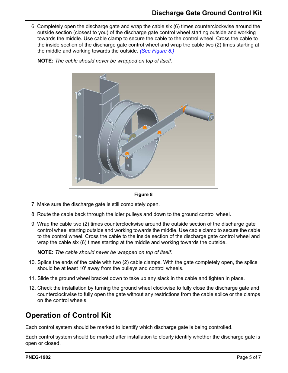 Operation of control kit, Discharge gate ground control kit | Grain Systems Bucket Elevtors, Conveyors, Series II Sweeps PNEG-1902 User Manual | Page 5 / 7