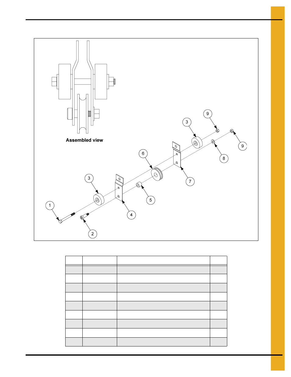 Actuator guide roller and pulley, Parts list | Grain Systems PNEG-1649 User Manual | Page 15 / 50