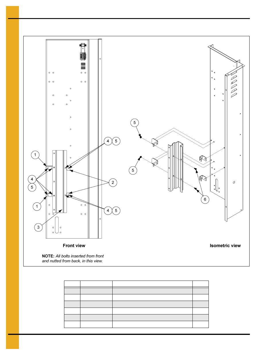 Actuator stroke guide channel, Parts list | Grain Systems PNEG-1649 User Manual | Page 16 / 50