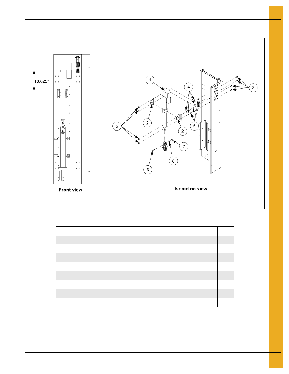 Actuator and mount hardware, Parts list | Grain Systems PNEG-1649 User Manual | Page 17 / 50
