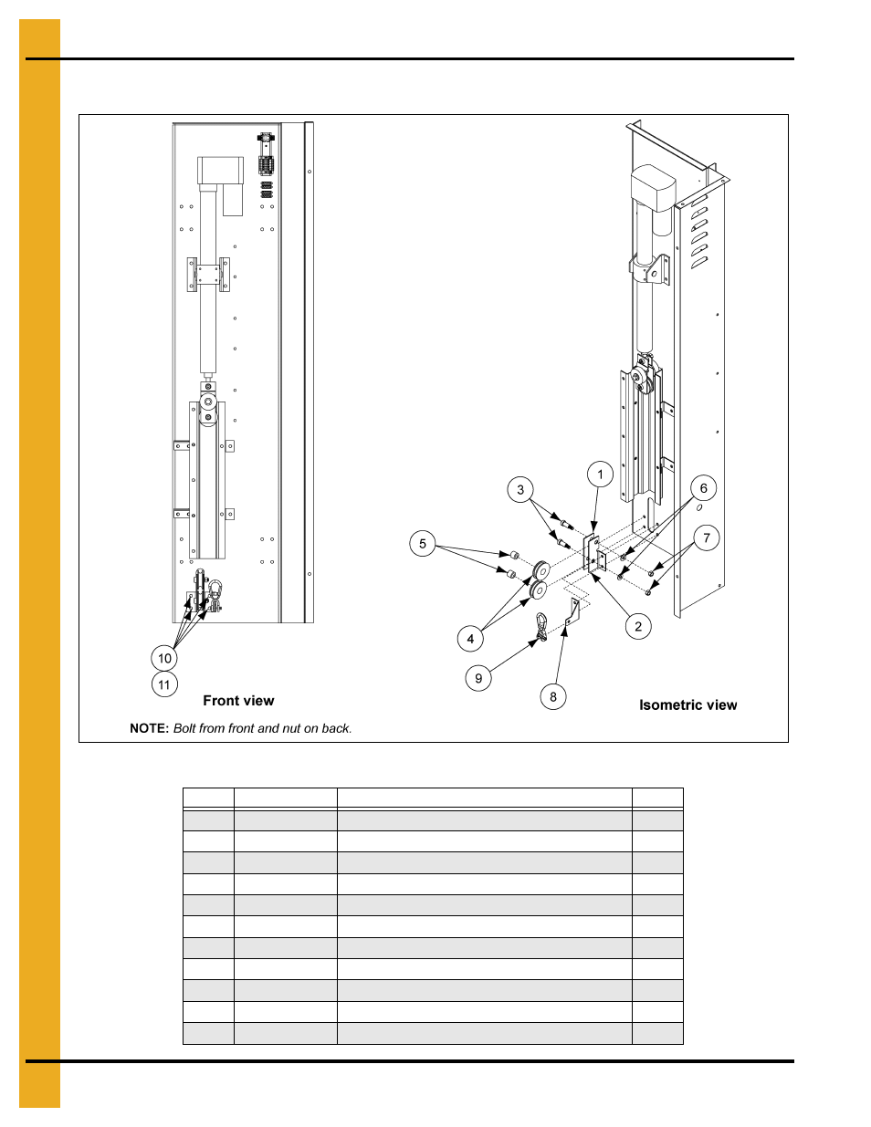 Actuator bottom pulley assembly, Parts list | Grain Systems PNEG-1649 User Manual | Page 18 / 50