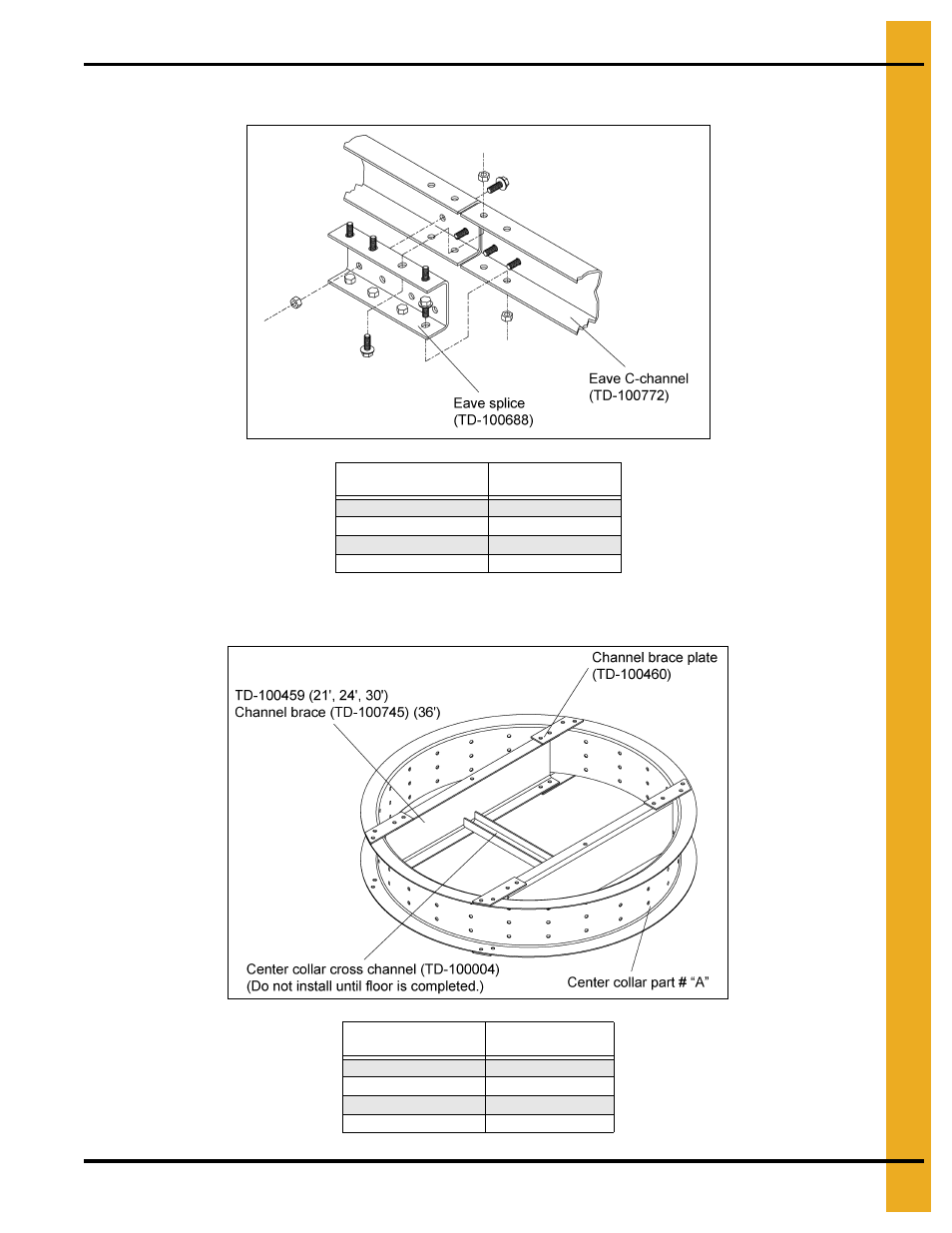 C-channel installation center collar assembly, Parts list | Grain Systems PNEG-1649 User Manual | Page 21 / 50