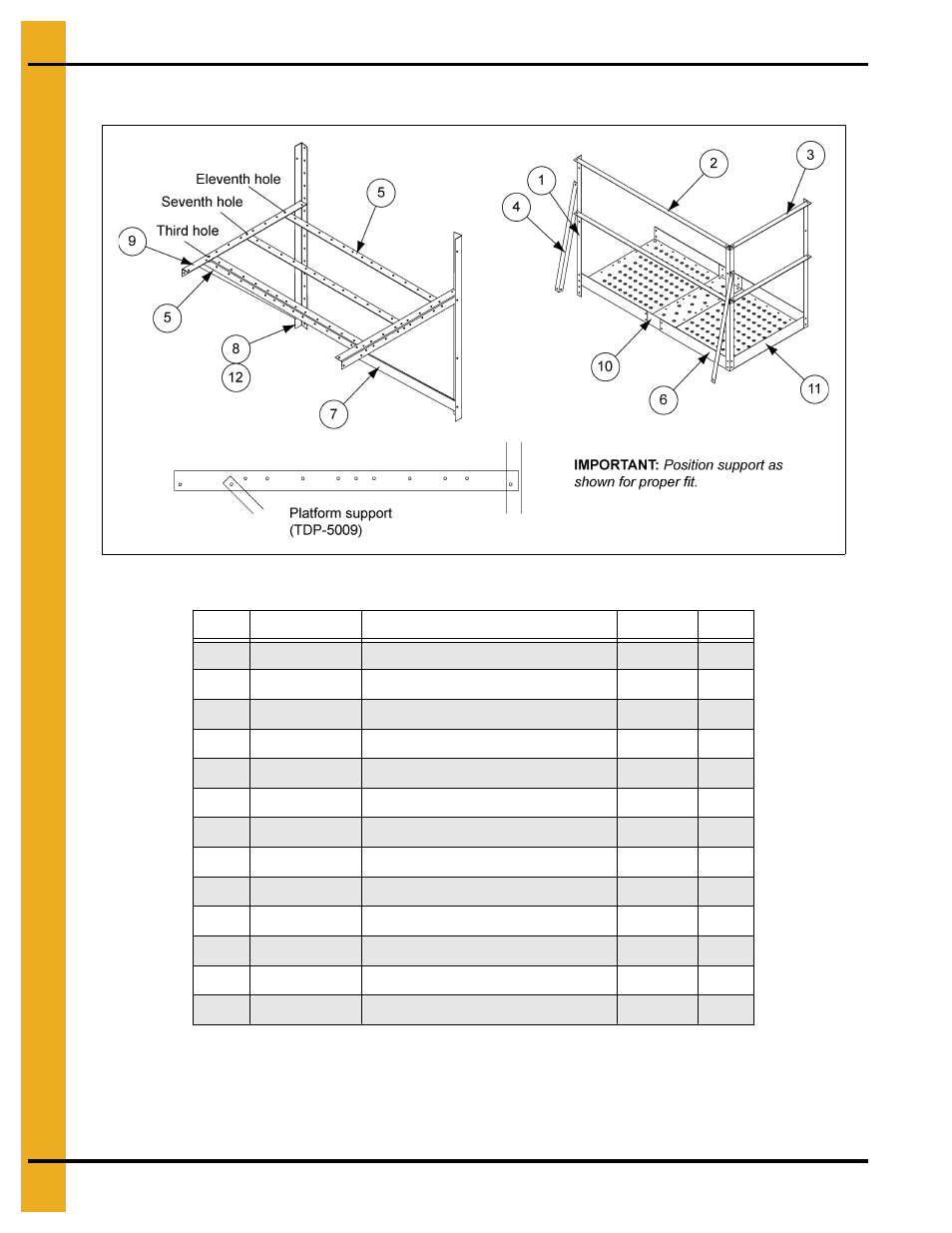 Access door platform (tdp-5012), Parts list | Grain Systems PNEG-1649 User Manual | Page 24 / 50
