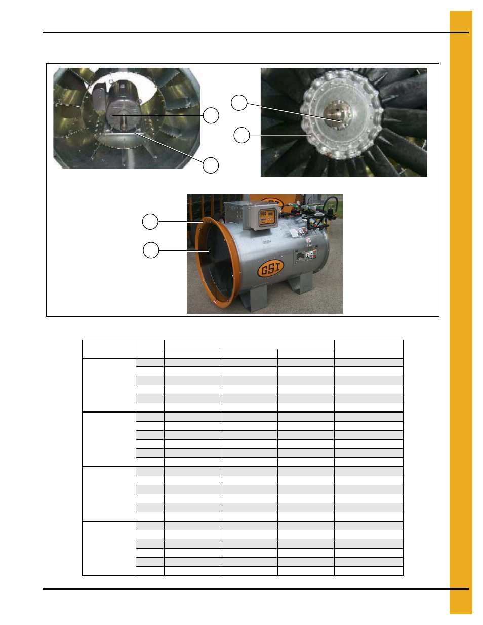Fan motor, motor mount and fan blade, Parts list, Fan motor, motor mount and fan blade parts list | Grain Systems PNEG-1649 User Manual | Page 5 / 50