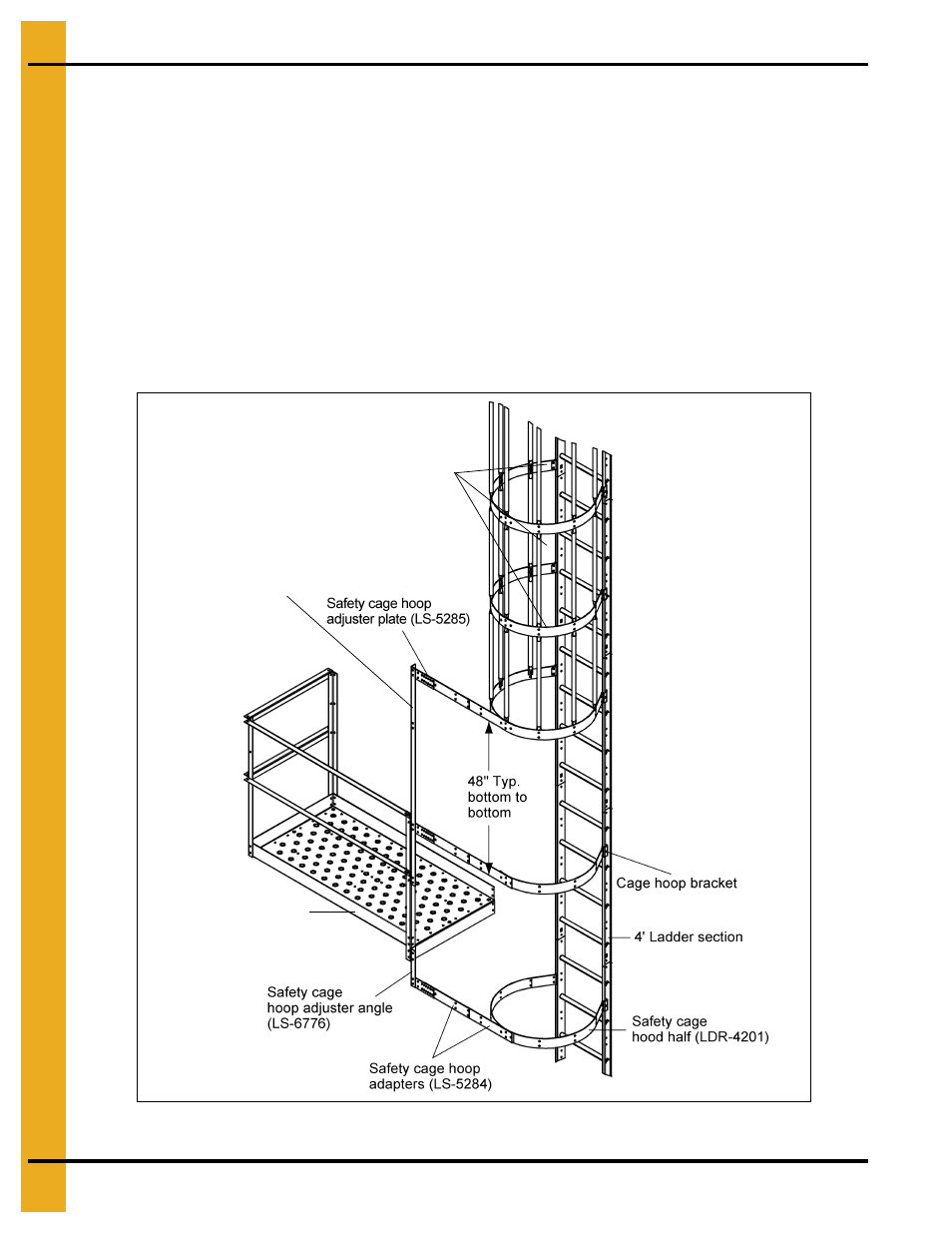 Access door safety cage hoop assembly | Grain Systems Bin Accessories PNEG-1451 User Manual | Page 34 / 102