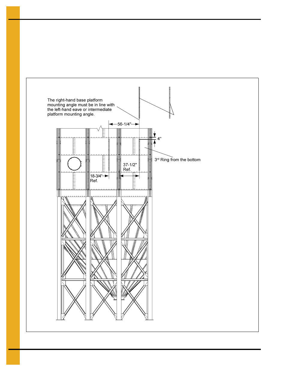 Base platform mounting angle installation | Grain Systems Bin Accessories PNEG-1451 User Manual | Page 56 / 102